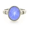 Platinum and blue star sapphire ring.