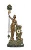 Victorian swinger clock, painted white metal on green marble base