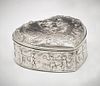 Silver repousse heart shaped box