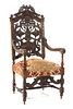 Continental Carved Walnut Armchair