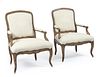 Pair of early 19th c French bergere chairs