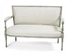 Louis XVI settee in sage colored finish