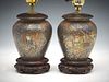 Pair of Chinese lacquered bronze vase lamps