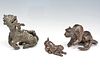 3 Bronze statues: 2 Foo dogs and a Qilin (Kirin)
