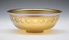 Tiffany Favrile glass bowl with etched grape/ leaf border
