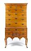 18th/19th c American curly maple chest on stand
