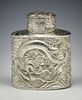 Chinese oval tea caddy decorated with dragons