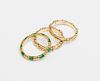 THREE TIFFANY AND CO. 18K GOLD AND 18K GOLD AND ENAMEL BAMBOO STACKABLE RINGS
