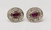 PAIR OF 14K WHITE GOLD, RUBY AND DIAMOND EARRINGS