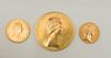 GROUP OF THREE 1965 ISLE OF MAN 22K GOLD SOVEREIGN COIN BICENTENARY OF THE REVESTMENT ACT