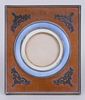 RUSSIAN SILVER AND ENAMEL-MOUNTED FRUITWOOD PICTURE FRAME