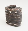 PACIFIC NORTHWEST SHELL-MOUNTED BENTWOOD BOX WITH FROG KNOP