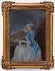 CONTINENTAL SCHOOL: SEATED WOMAN IN BLUE