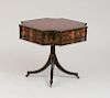 GEORGE III STYLE BLACK JAPANNED OCTAGONAL LIBRARY TABLE