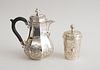 GERMAN SILVER-GILT CUP AND COVER AND A GERMAN OCTAGONAL PEAR-FORM CHOCOLATE POT