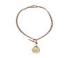 Antique English 9k Rose Gold Yellow Stone Fob Necklace