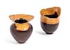 * American, SECOND HALF 20TH CENTURY, a set of two carved wood vessels