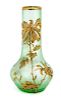 * Mont Joye, FRENCH, 19TH/20TH CENTURY, an enameled glass vase, of bottle form with foliate decoration