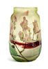 * Burgun & Schverer, EARLY 20TH CENTURY, a cameo glass vase, of flattened ovoid form with floral decoration