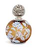 * English, LATE 19TH CENTURY, a silver mounted cameo glass perfume bottle, of spherical for with floral and fern decoration