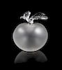Lalique, a molded and frosted glass Grand Pomme figural perfume bottle, in the form of an apple with leafy stem form stopper