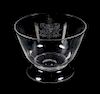 * Steuben, a glass bowl, of footed form with engraved armorial