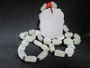 OLD Chinese White Jade PENDANT with necklace 36 beads (dia. 1.2 cm x 1.5 cm x 1 cm), pendant 5.6 cm x 5 cm x 4.2 cm