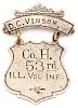 Shield Ladder Veteran's Badge of David Vinson, 53rd Illinois Infantry