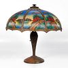 Table Lamp with Reverse Painted Panel Shade 