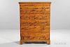 Tiger Maple Tall Chest of Six Drawers
