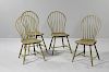 Set of Four Light Green-painted Bamboo-turned Bow-back Windsor Chairs