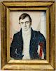 Anglo-American School, Early 19th Century      Portrait Miniature of a Young Man in a Blue Coat