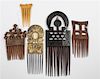 * A Collection of Five African Combs Length of longest 11 inches.