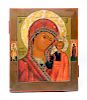 A Russian Painted Icon The Mother and Child (36 x 29 cm)