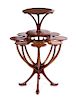 * A French Art Nouveau Walnut Pedestal Table, Height 43 x diameter at widest 31 inches.