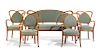 * A Thonet Fruitwood Parlor Suite, Width of canape 61 3/4 inches.