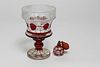 Cranberry Cut-to-Clear Glass Items, 2 Pieces