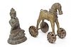 South Asian Indian Cast Metal Buddha & Horse Toy