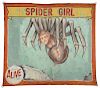 Spider Girl. Painted Canvas Sideshow Banner.