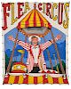 Flea Circus. Painted Canvas Sideshow Banner.