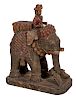 An Indian Processional Elephant and Mahout Figural Carving.