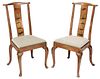 Pair Queen Anne Style Chinoiserie Side Chairs