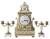 Louis XVI Style Marble Clock with Garniture
