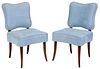 Pair Nancy Corzine Blue Upholstered Side Chairs