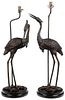 Pair of Bronze Stork-Form Table Lamps