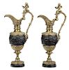 Pair of French Gilt Brass Ewers