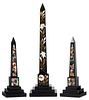 Three Grand Tour Pietra Dura Obelisks