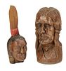 Two Native American Wooden Busts