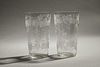 Two Locke Art Glass Tumblers in Ivy and Line Pattern