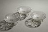 3 Locke Art Glass Footed Bon Bon in Indian Almond Pattern